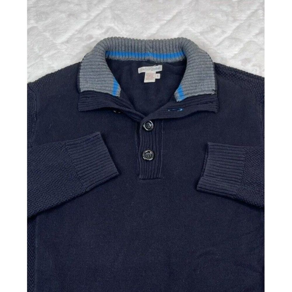 Carbon2Cobalt Men's (L) Black Quarter Button Mock Neck Pullover Knit Sweater
